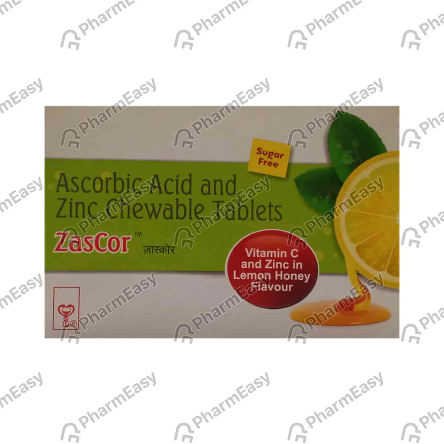 Zascor Lemon Honey Flavour Sugar Free Strip Of 15 Chewable Tablets