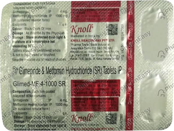 Glimed Mf 4/1000mg Sr Strip Of 10 Tablets