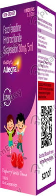 Allegra Childrens Raspberry Vanilla Flavour Bottle Of 100ml Suspension