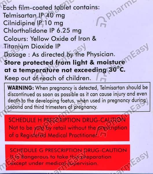 Telplus Trio 40/10/6.25Mg Strip Of 10 Tablets
