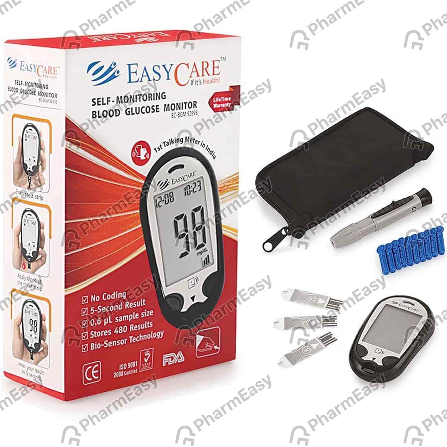 Easycare Blood Glucometer With Glucose Monitor Kit Ec5904