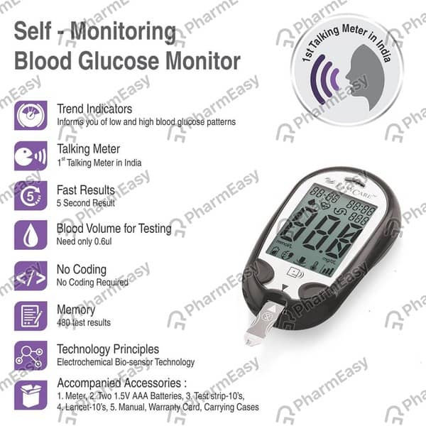 Easycare Blood Glucometer With Glucose Monitor Kit Ec5904