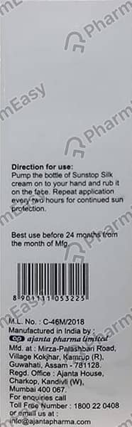 New Sunstop Silk Spf 58 Plus Tube Of 60Gm Cream