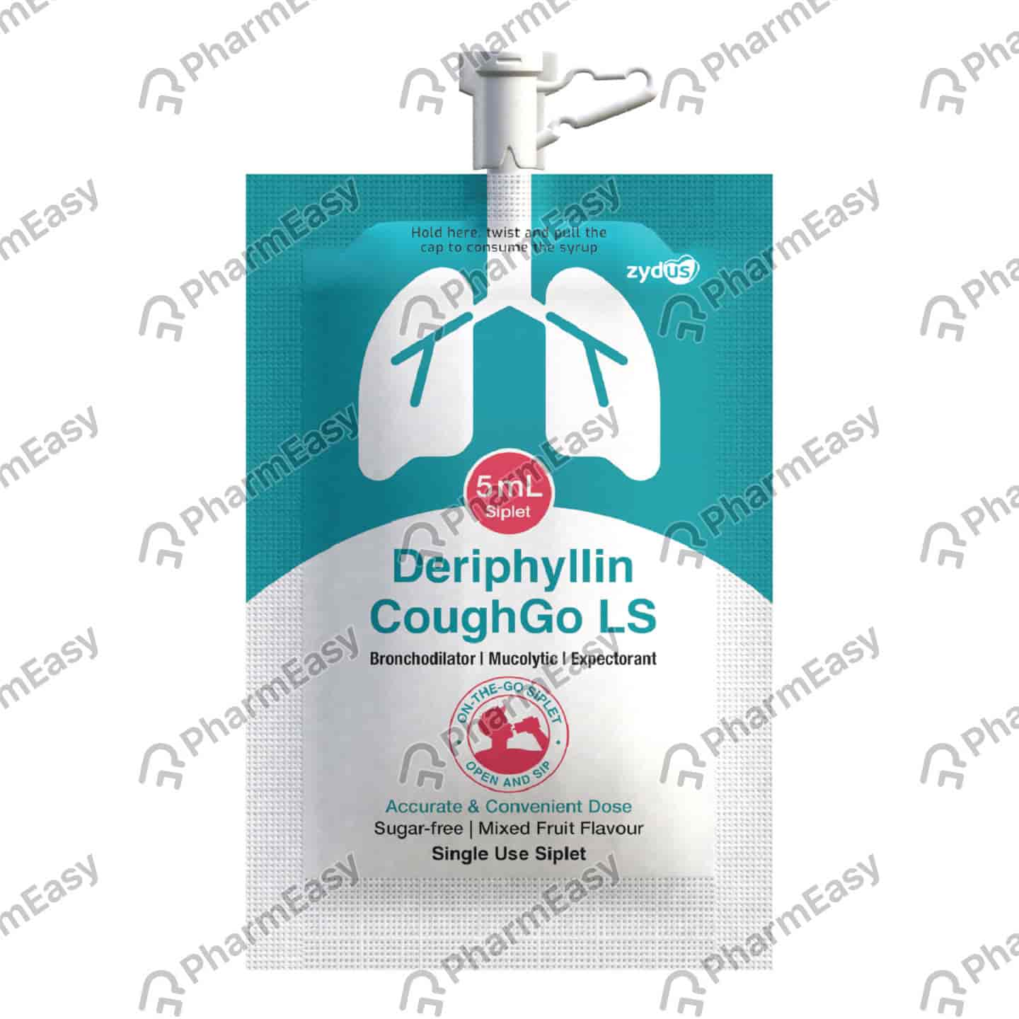 Deriphyllin Coughgo Ls Mixed Fruit Flavour Sugar Free Pouch Of 5ml Syrup