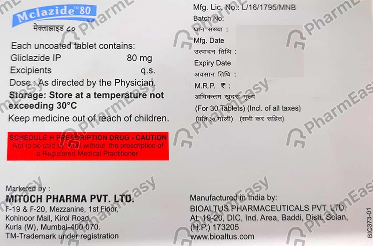Mclazide 80 MG Tablet 15 Uses Side Effects Price Dosage PharmEasy