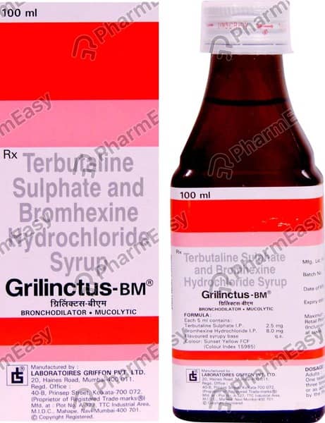 Grilinctus Bm Sugar Free Bottle Of 100ml Syrup