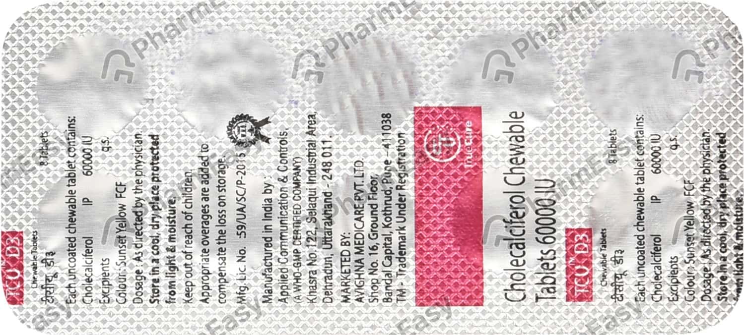 Tcu D3 60000 IU Chewable Tablet (10) Uses, Side Effects, Price