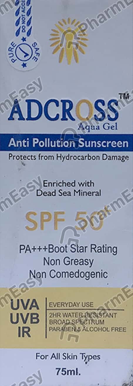 Adcross Aqua Gel | Anti Pollution Sunscreen | Spf 50+ | Tube | 75gm