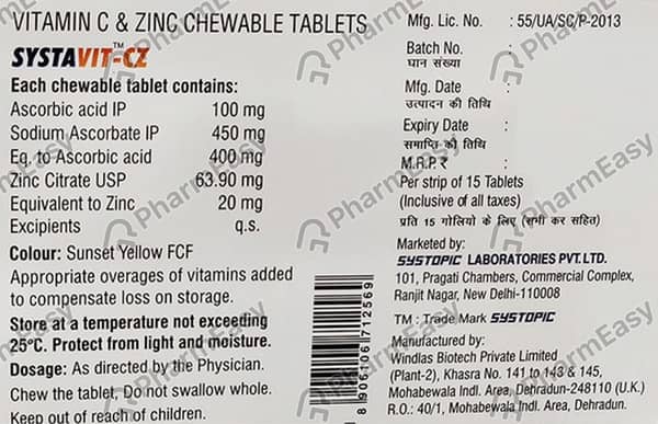 Systavit Cz Orange Flavour Sugar Free Strip Of 15 Chewable Tablets