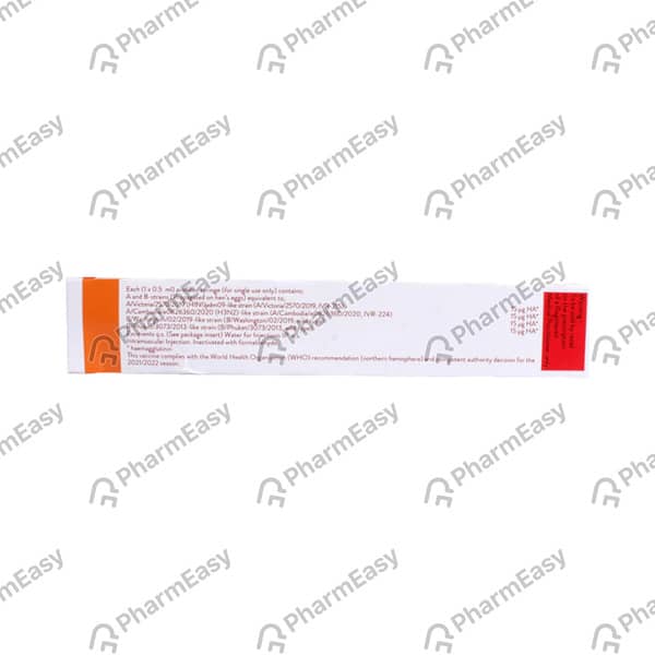 इन्फ्लूवैक टेट्रा 2021/2022 प्री फिल्ड साय्रिंगा ऑफ 0.5ml सस्पेंशन फॉर वैक्सीन
