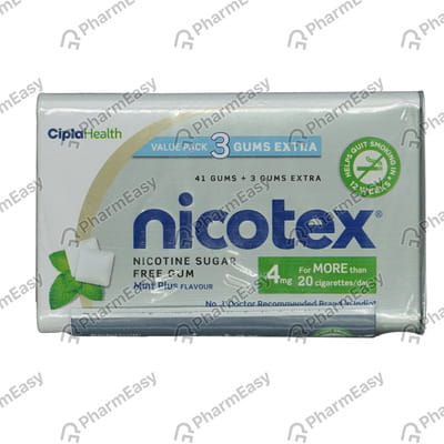 Nicotex 4mg Mint Plus Sugar Free Tin Of 44 Chewing Gums (41+3 Extra)