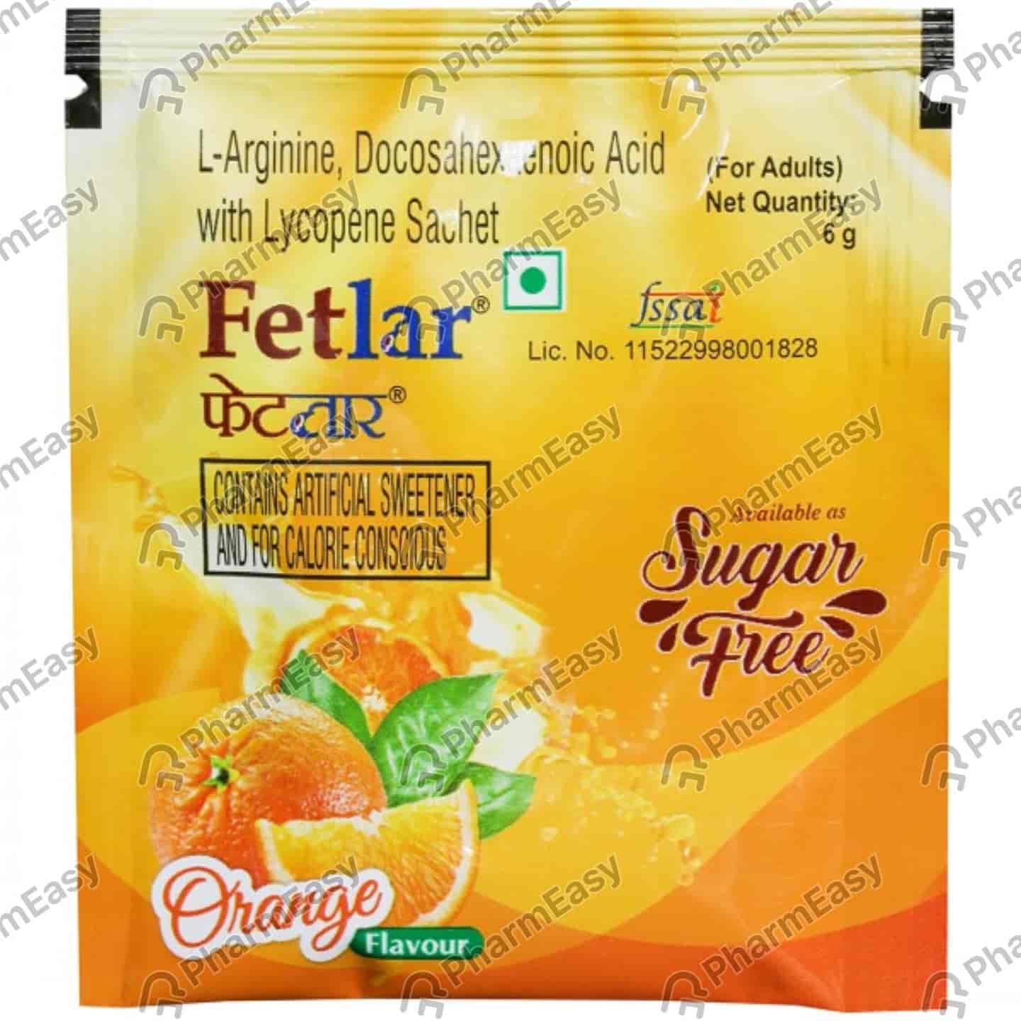 Fetlar Orange Flavour Sugar Free Sachet Of 6gm Oral Powder
