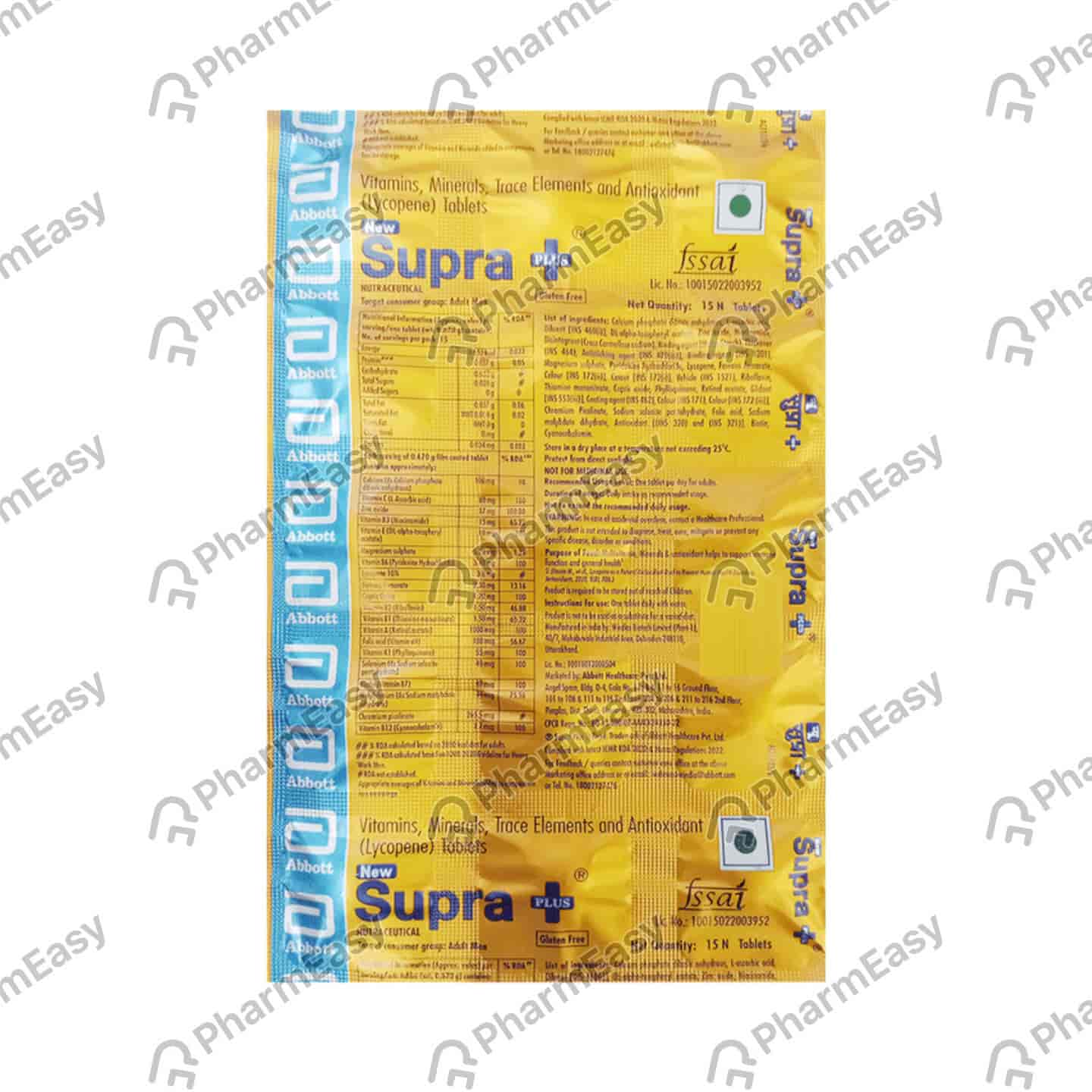 New Supra Plus Strip Of 15 Tablets