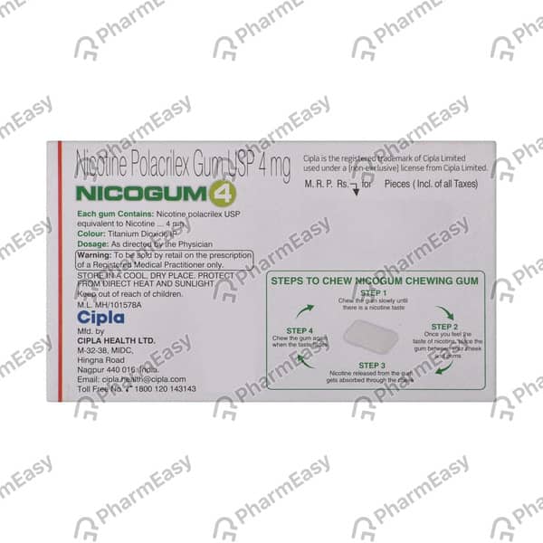 Nicogum 4mg Paanmasala Flavour Strip Of 10 Chewing Gum