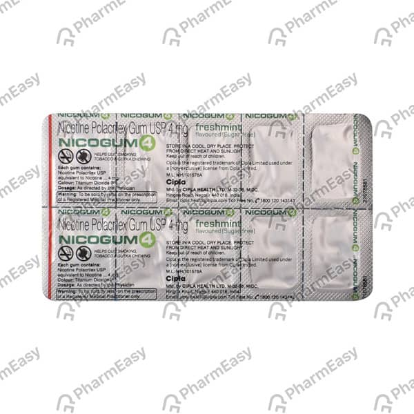 Nicogum 4mg Paanmasala Flavour Strip Of 10 Chewing Gum