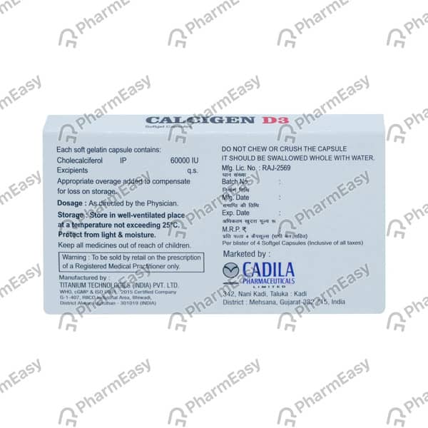 Calcigen D3 Strip Of 4 Chewable Tablets