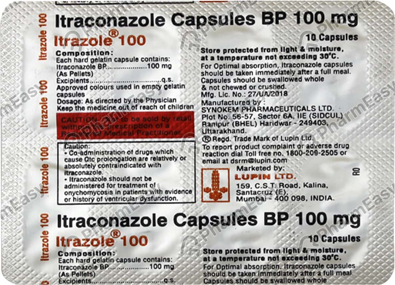 Itrazole 100 MG Capsule (10): Uses, Side Effects, Price & Dosage ...
