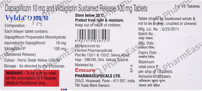 Vylda D 100/10mg Strip Of 10 Tablets