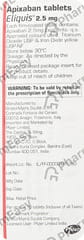 ELIQUIS 2.5MG STRIP OF 10 TABLETS