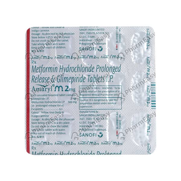 एमारिल एम 2एमजी 15 टैबलेट्स की स्ट्रिप