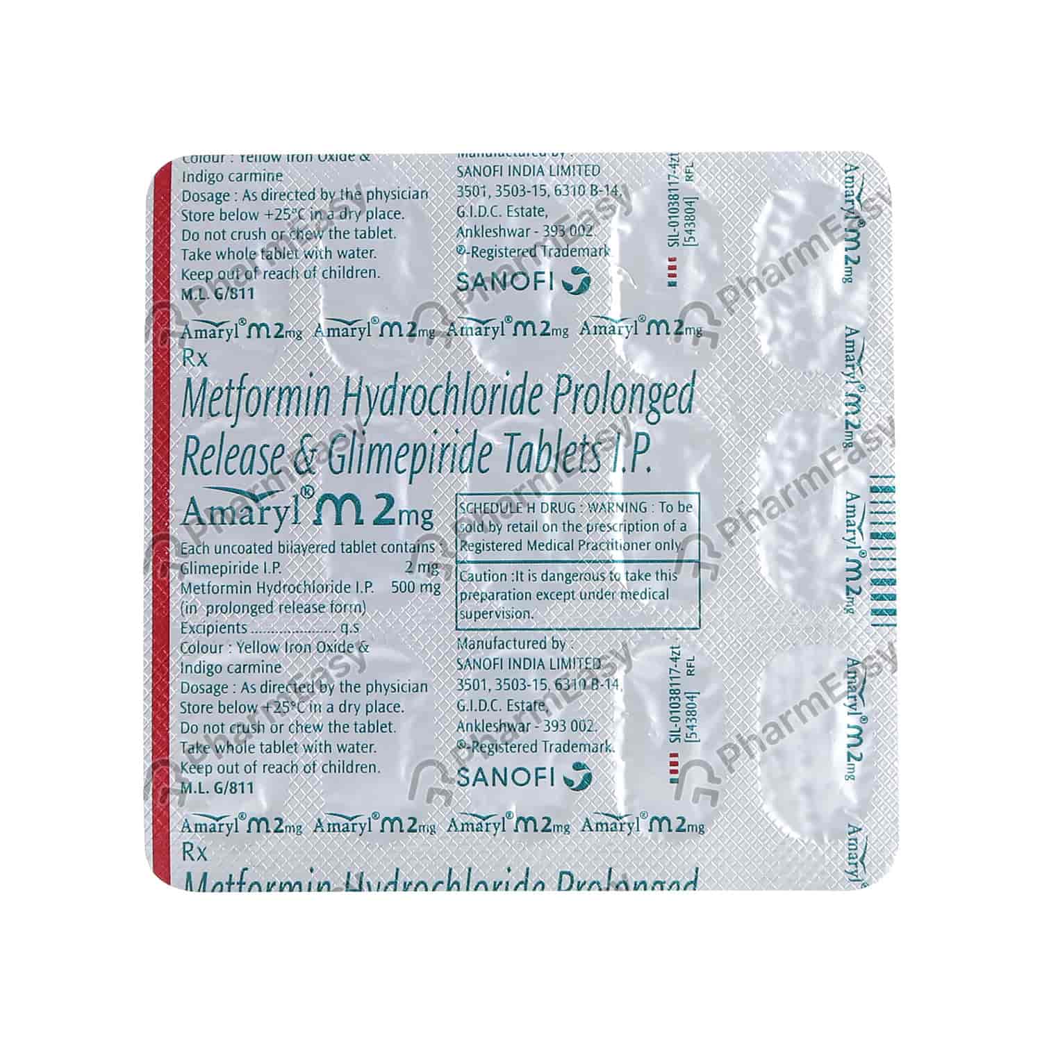 Amaryl M 2mg Tab 15'S - Uses, Side Effects, Dosage, Composition & Price ...