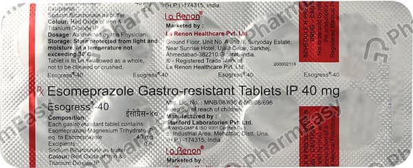 Esogress 40mg Strip Of 10 Tablets
