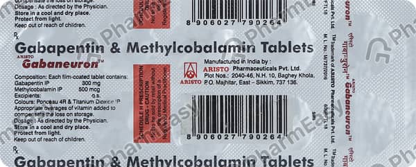 Gabaneuron 300mg/500mcg Strip Of 10 Tablets