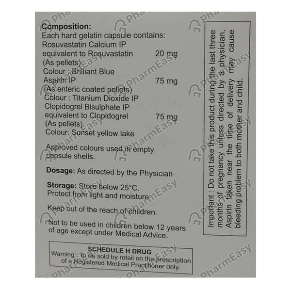 Rosutor Gold 20Mg/75Mg Strip Of 10 Capsules