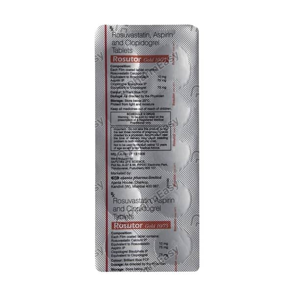 Rosutor Gold 10/75Mg Strip Of 10 Tablets