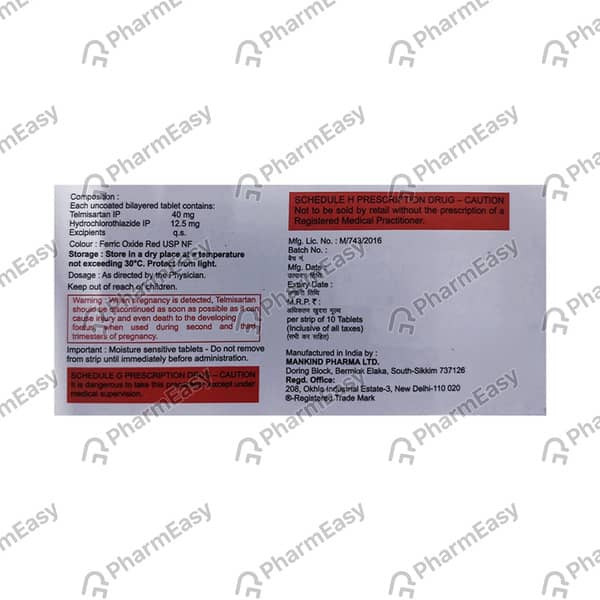 Telmikind H 40mg 30'S Tablets