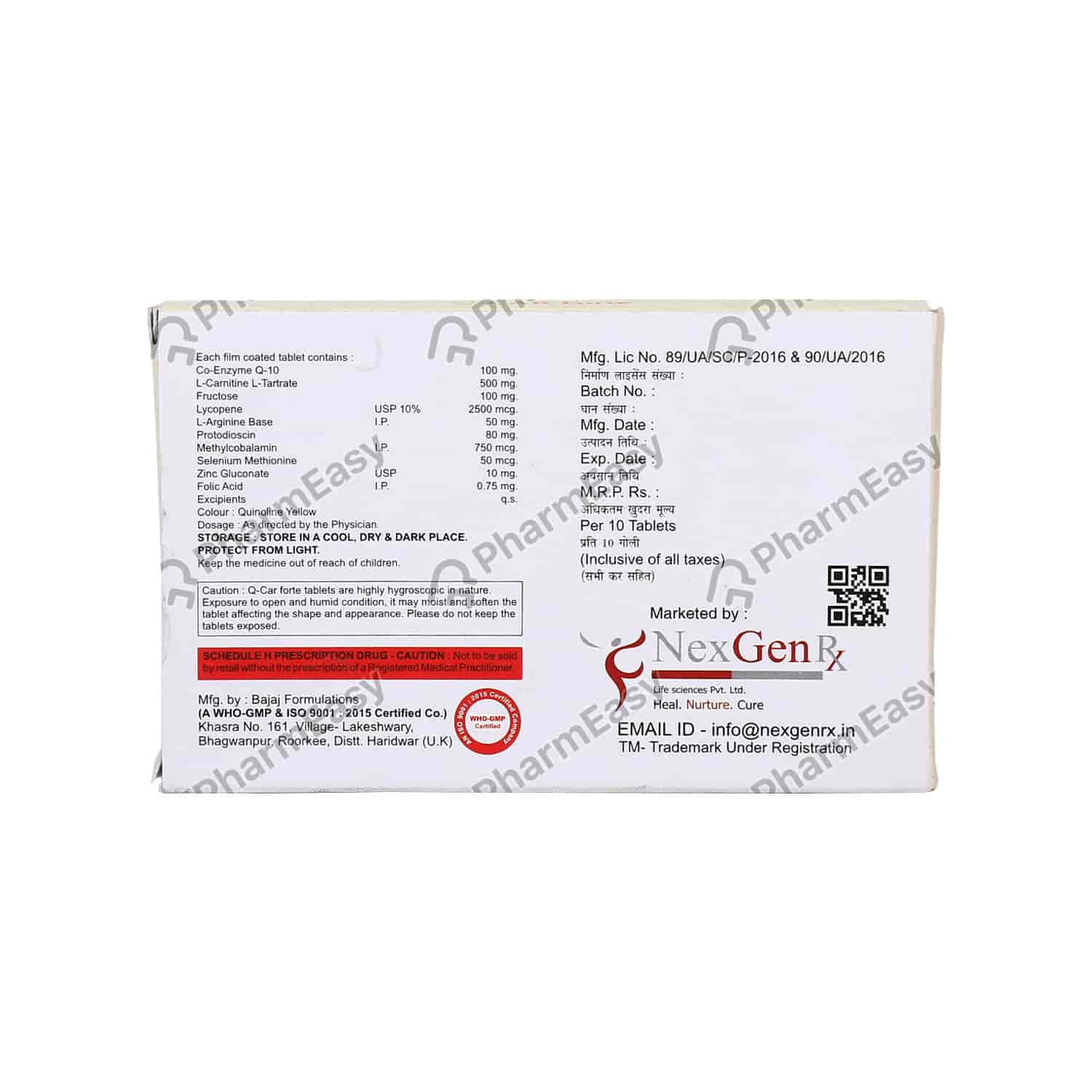 Buy Q Car Forte Strip Of 10 Tablets Online at flat 15 off PharmEasy