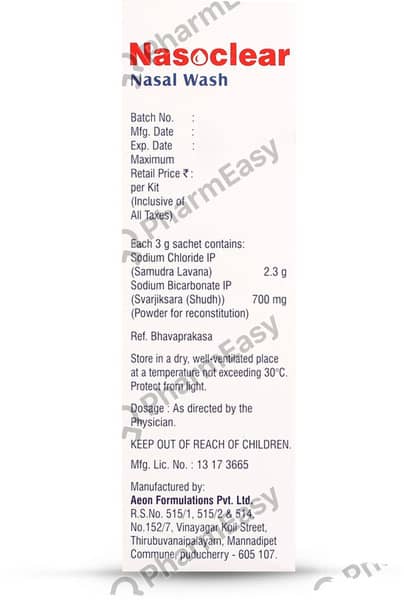 Nasoclear 3Gm Sachet Of 20 Nasal Wash Kit