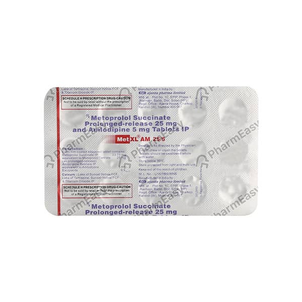 Met Xl Am 25/5Mg Strip Of 15 Tablets