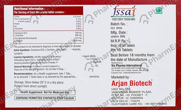 Ar Q10 Strip Of 10 Tablets