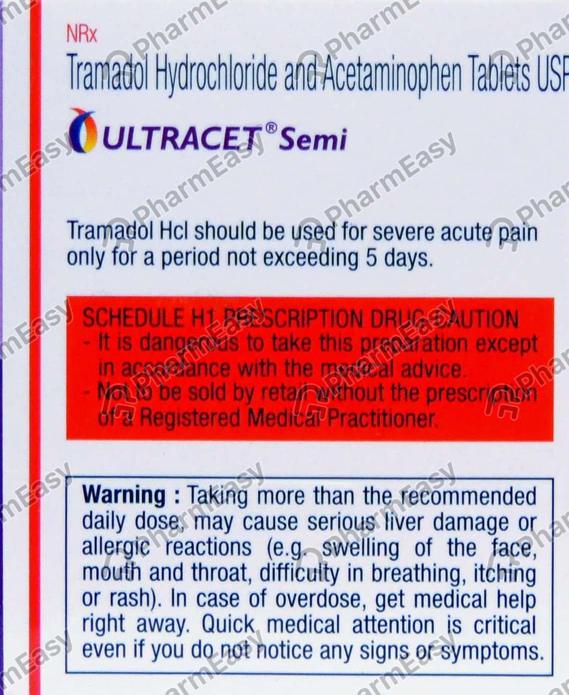 Ultracet Semi Strip Of 15 Tablets Uses, Side Effects, Price & Dosage