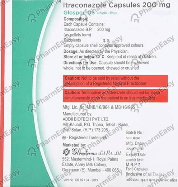 Glospor Ds 200Mg Strip Of 4 Capsules
