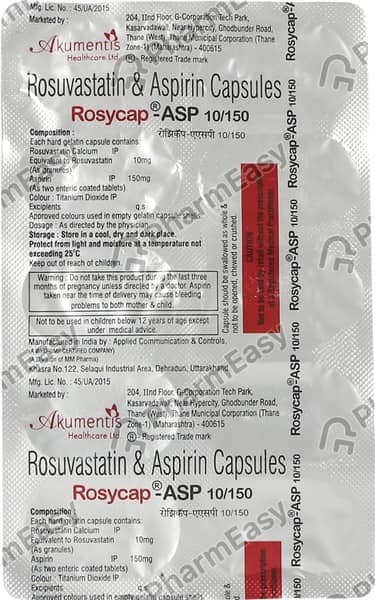 Rosycap Asp 10/150mg Strip Of 10 Capsules