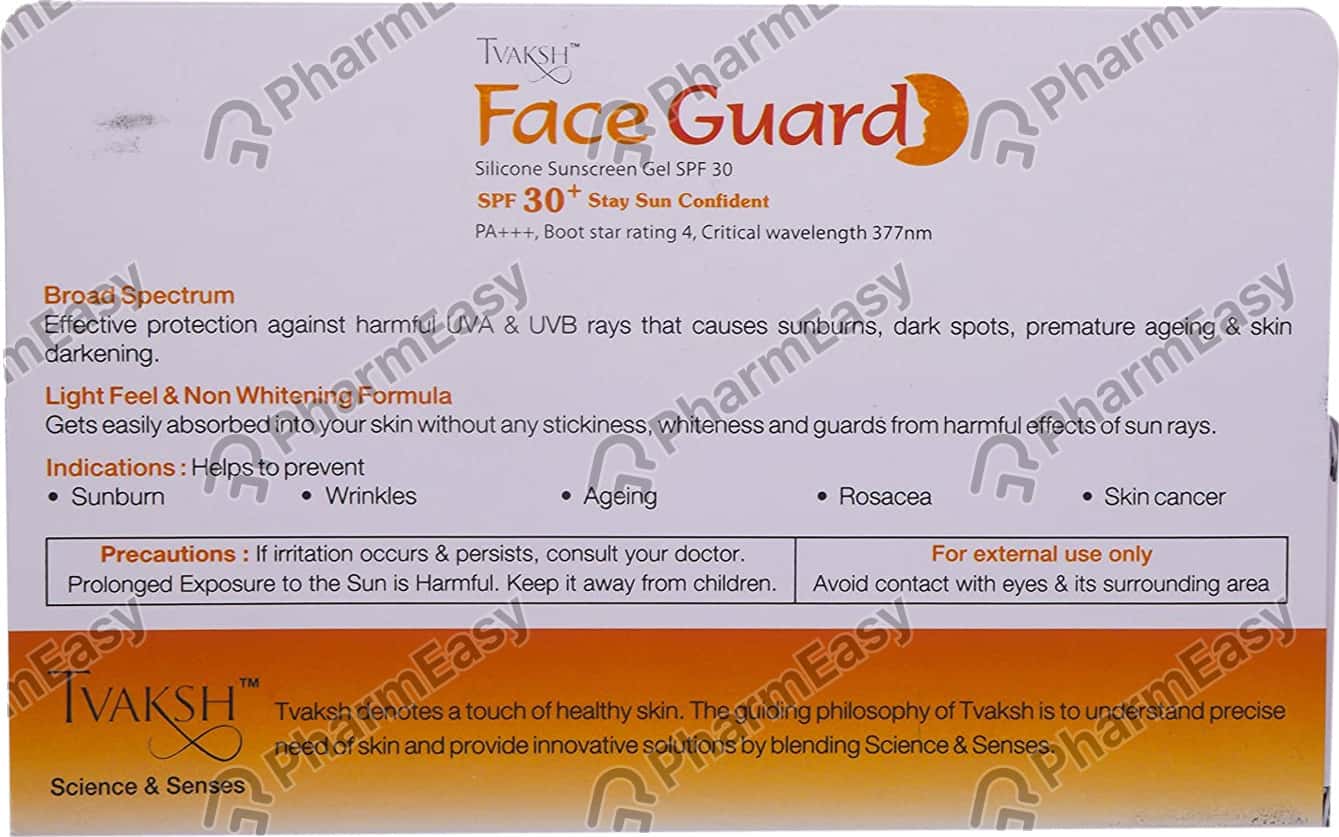 Buy TVAKSH FACEGUARD SUNSCREEN GEL SPF 30+ PA+++ 30 GM Online & Get