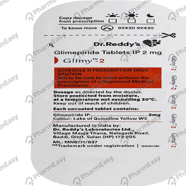 Glimy 2mg Strip Of 14 Tablets