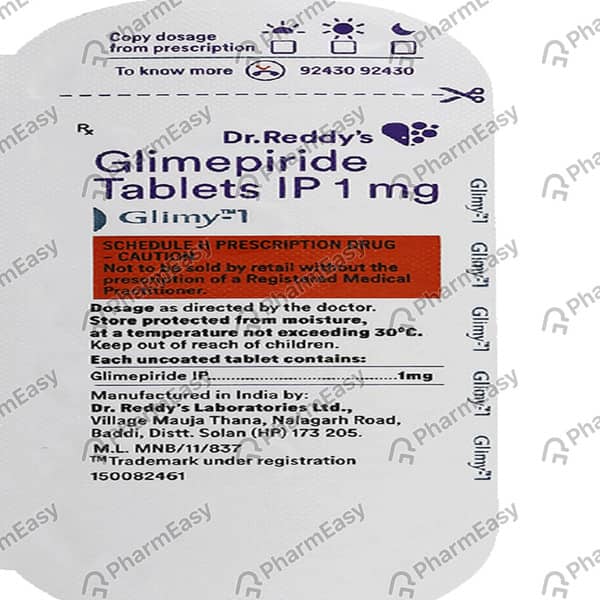 Glimy 1mg Strip Of 14 Tablets