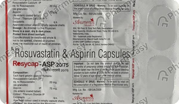 Rosycap Asp 20/75mg Strip Of 10 Capsules