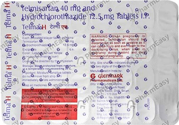 Telma H 40mg Strip Of 30 Tablets