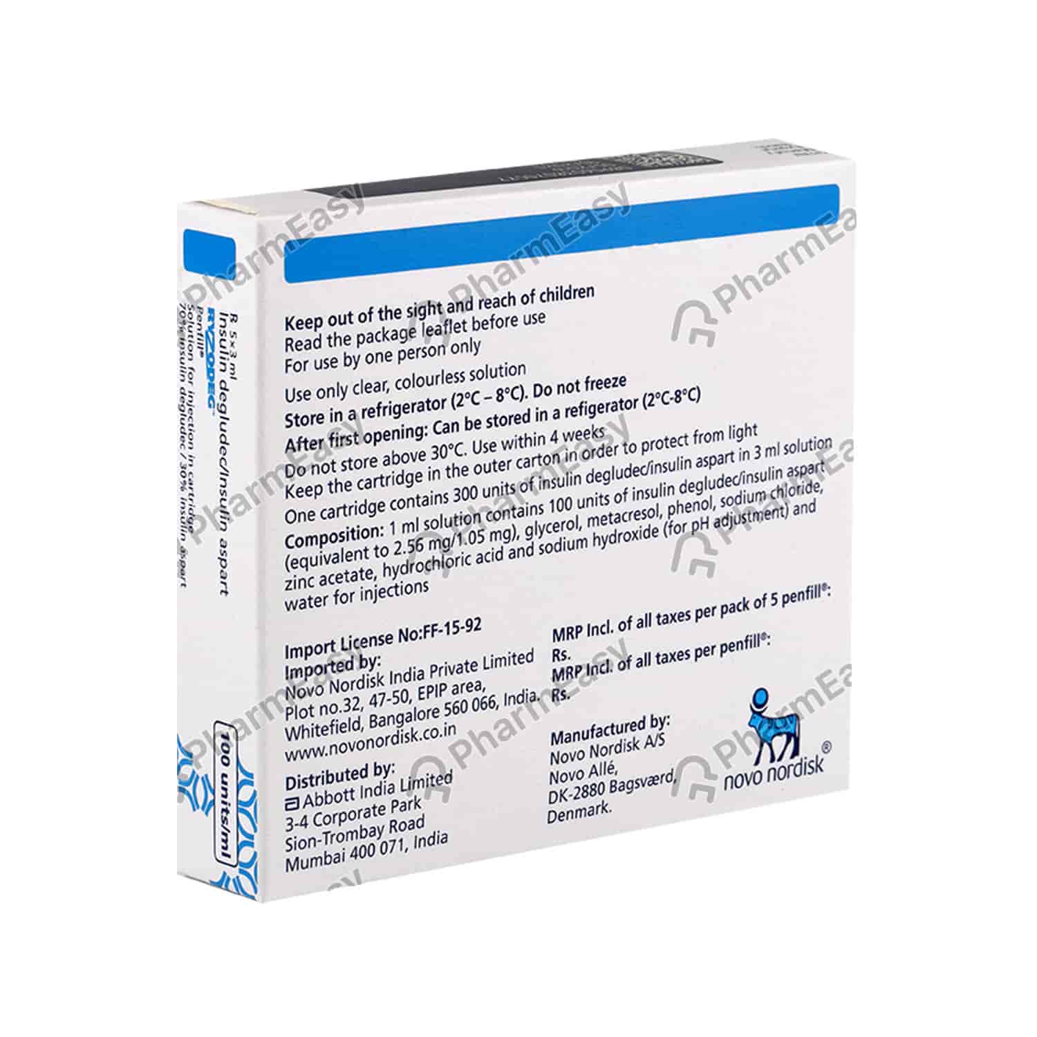 Ryzodeg Penfill 100iu Injection 3ml - Uses, Side Effects, Dosage ...