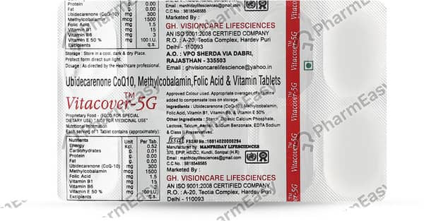 Vitacover 5g Strip Of 10 Tablets