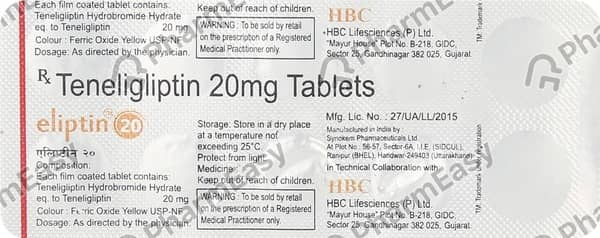 Eliptin 20mg Strip Of 10 Tablets