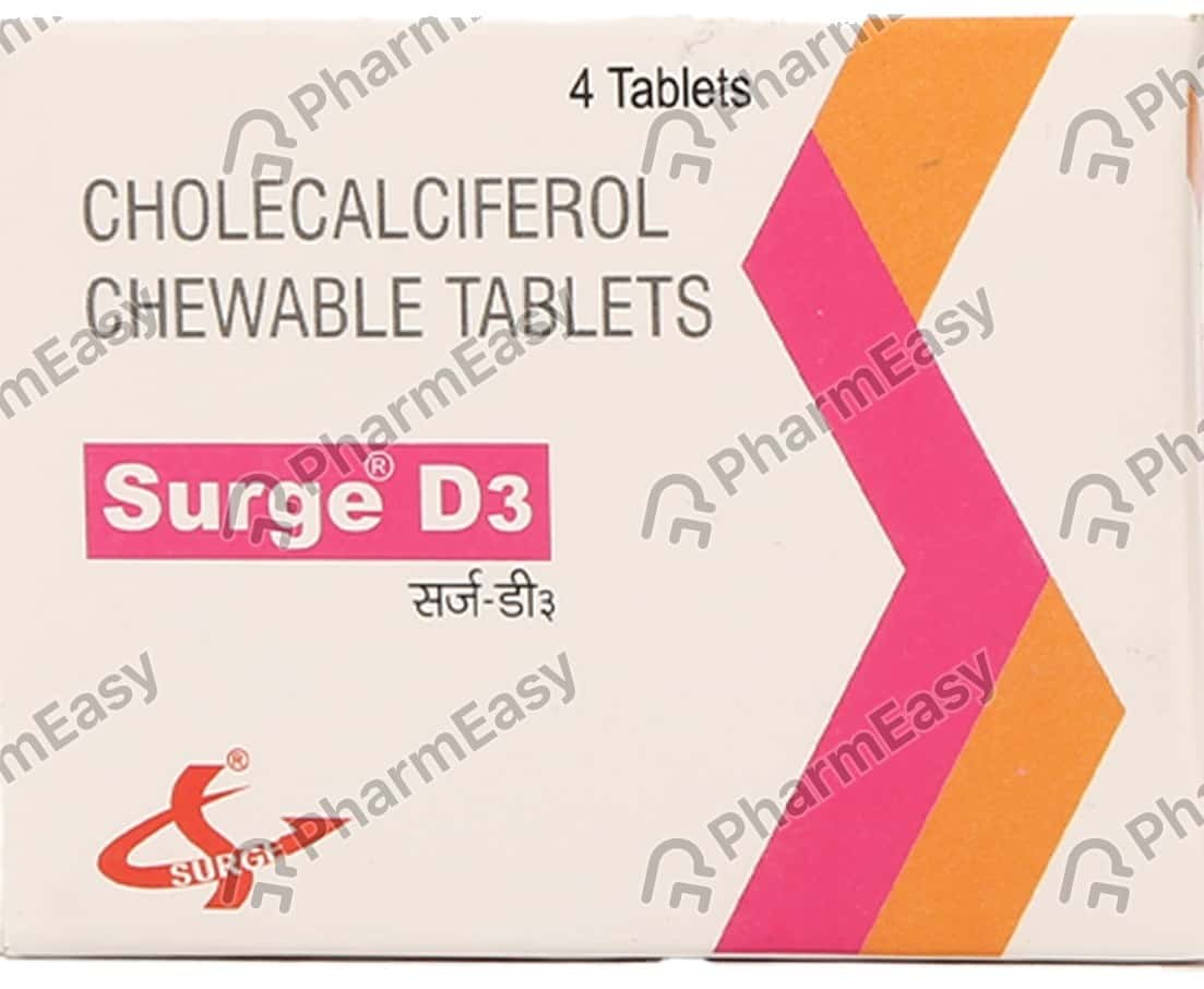 Surge D3 60000 IU Chewable Tablet (4) Uses, Side Effects, Price