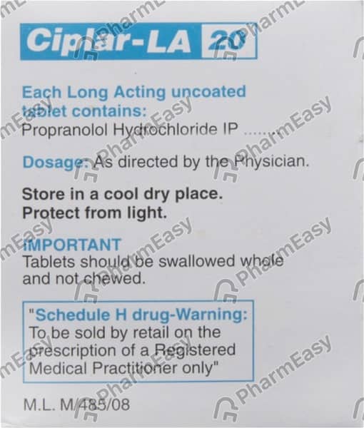 Ciplar La 20mg Strip Of 10 Tablets