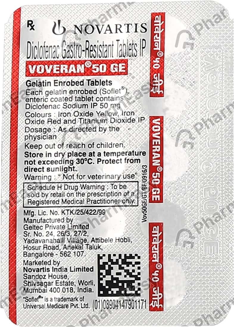 Voveran 50 MG Tablet (15) Uses, Side Effects, Price, Dosage