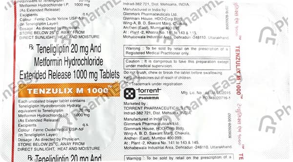 Tenzulix M 1000 Strip Of 10 Tablets