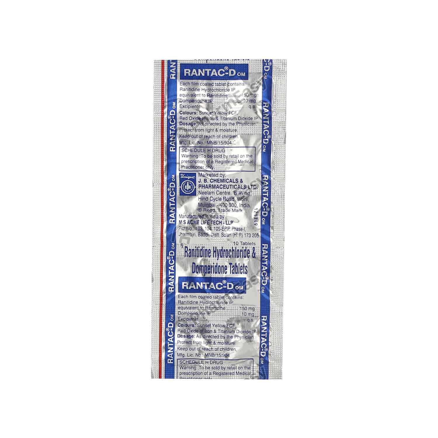 Buy Rantac Dom Strip Of 10 Tablets Online at Flat 18% OFF* | PharmEasy